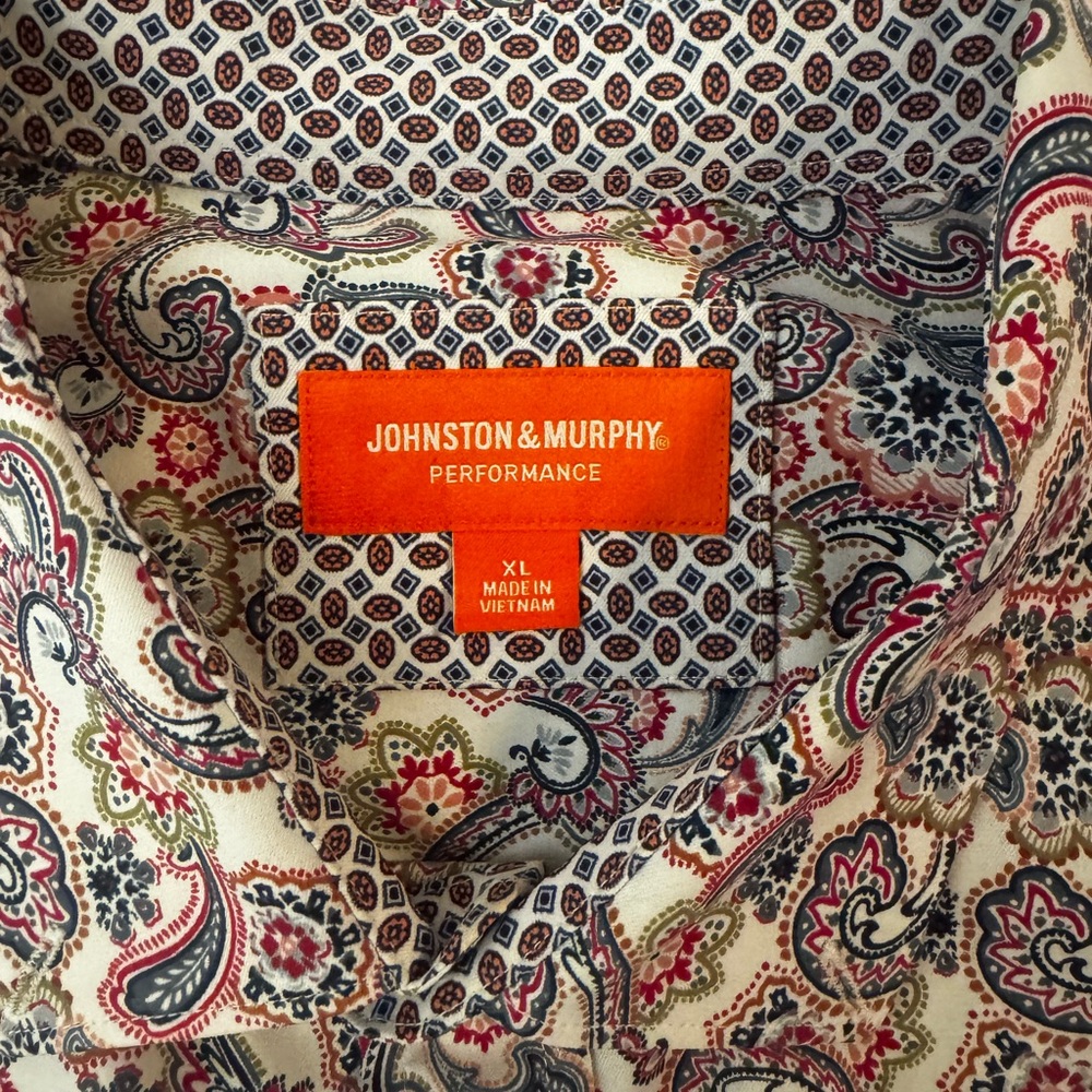 Johnston & Murphy Men's Paisley Shirt - Red, Green, Blue.